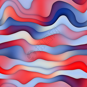红色和蓝色阴影中的无孔无缝密封扭曲的渐变色波背景图片