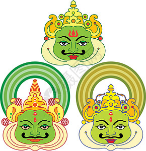印度排灯节Kathakali面罩 油漆设计图片