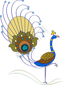 孔雀PNG孔雀手笔装饰品艺术夹子漩涡滚动书法波峰羽毛曲线动物设计图片