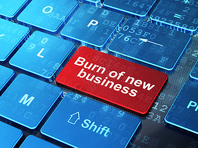 新商业素材财务概念 在计算机键盘背景上燃起新业务背景