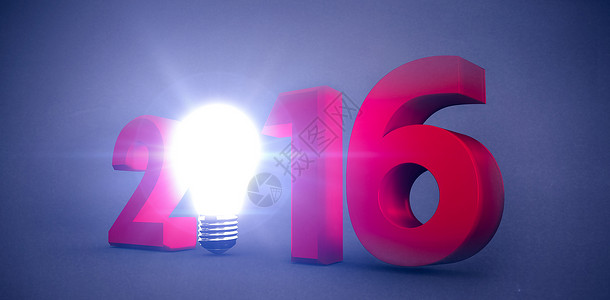2016年带灯泡的复合图像新年创新背景图片