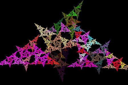 黑色三角形分形图像 三角形的几何图案背景橙子运动创造力数学黑色科学技术光学插图背景