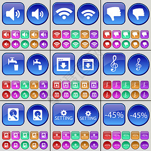 点击素材图声音 Wi-Fi 不喜欢 点击 窗口 谱号 硬盘 设置 折扣 一大套多色按钮背景