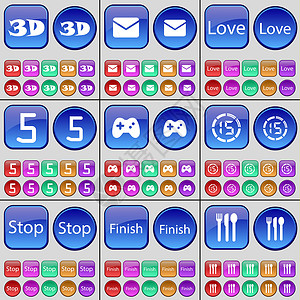 倒计时图3D Message Love 5 Gamepad 倒计时 停止 完成 卡特勒 一大批多色按钮背景