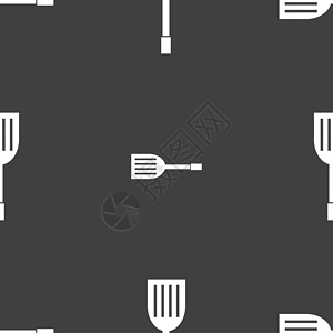 厨房电器图标符号 灰色背景上的无缝图案插图厨具餐具器具勺子工具餐厅配饰用具食物背景