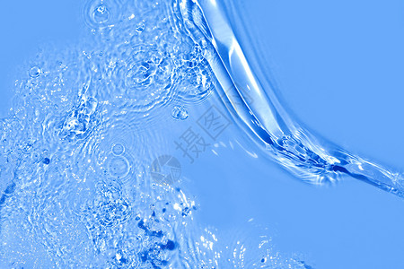 蓝水背景清凉海浪设计气泡蓝色元素活力飞溅生态液体高清图片