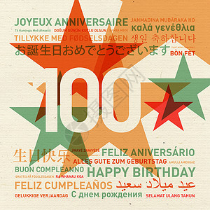 百搭海报全世界100周年生日贺卡 从世界传来背景