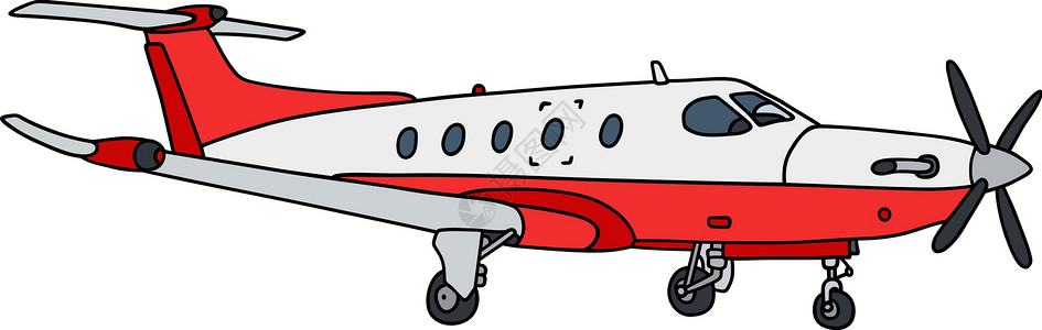 白色小飞机小红螺旋桨客机设计图片
