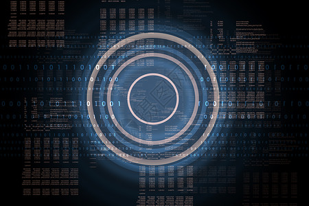 带有数字的蓝色背景摘要技术圆圈互联网圆形概念代码矩阵背景图片