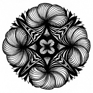 黑色圆形花纹的曼达拉中心涂鸦沉思白色打印圆圈艺术品圆形草图线条背景