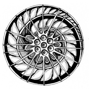 黑色圆形花纹的曼达拉绘画对称圆圈艺术圆形墨水衬垫白色禅绕花纹背景