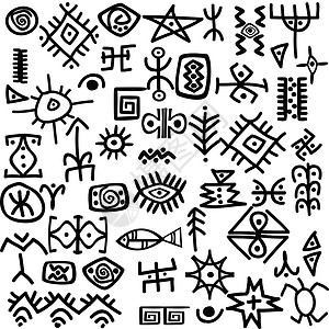 古代符号集收藏石器脚本艺术太阳图像学语言象形洞穴图表背景图片