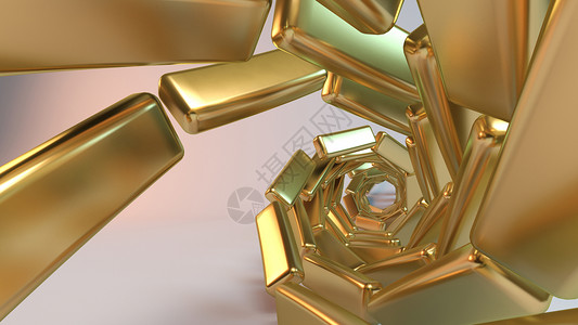 金色抽象背景 3盒子坡度螺旋金属曲线粒子金子插图艺术流动背景图片