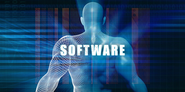 软件商务男人商业技术人士蓝色背景图片