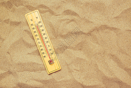 高温创记录 温暖沙漠沙地温度计背景图片