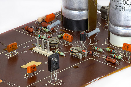 电子板与部分工程芯片电脑计算科学技术线条晶体管电阻器电气成分高清图片素材