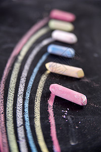 带粉笔的彩虹精神曲线艺术播送黑板活力背景图片
