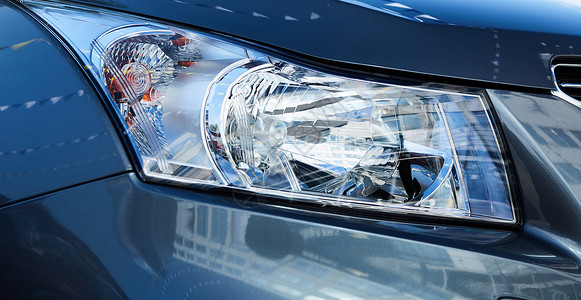 汽车LED大灯现代汽车的Xenon或LED光灯信号技术前灯金属灯泡机器驾驶商业大灯头灯背景