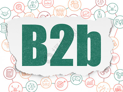 b2b搜索框撕纸背景上的财务概念 B2b品牌金融图表交易领导战略成功领导者公司流程图背景