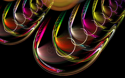 黑色背景上的分形螺旋图像纹饰圆圈流动溪流线条数学科学创造力技术辐射背景图片