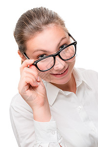 视力差     戴戴双眼眼镜的理由女性高清图片素材