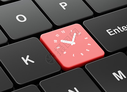 计算机键盘背景上的时间概念时钟日程白色钥匙按钮渲染历史倒数数字手表小时背景图片