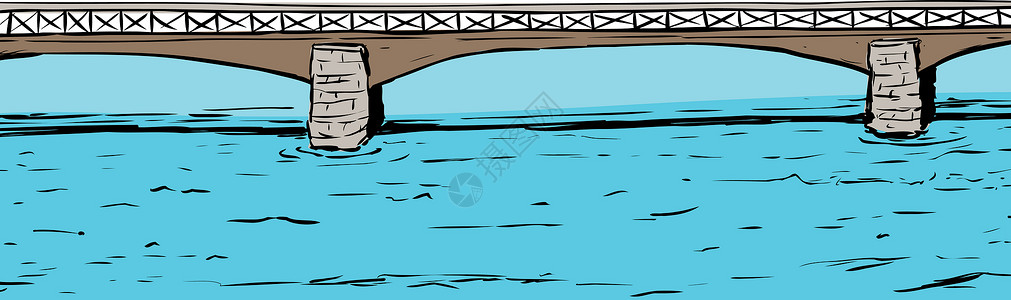 手绘桥清空桥过水背景