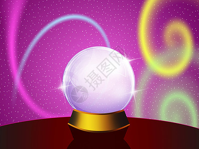水晶球插图八字魔法阅读算命先生卡通片预言运气塔罗牌女士背景图片