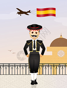 西班牙舞蹈西班牙人 西班牙男子横幅文化黑发男性明信片胡子飞机红色旅行舞蹈背景