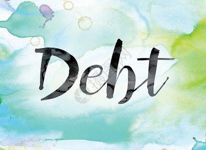 债务彩色水彩和水墨字 Ar背景图片