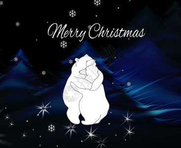 与两个抱抱熊的贺卡 祝圣诞卡礼物插图拥抱问候语海报刻字框架星星卡片雪花背景