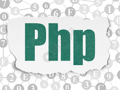 php编程撕纸背景上的数据库概念 Php程序贮存方案报纸中心绘画数字电子服务器代码背景