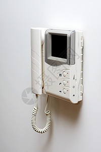 室内包含互连器拨号屏幕监视器技术手表电缆对讲机电脑互联网电话控制高清图片素材