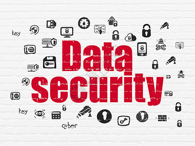 数据安全图标在背景墙上的隐私概念数据安全黑色草图裂缝政策红色网络灰色攻击财产犯罪背景
