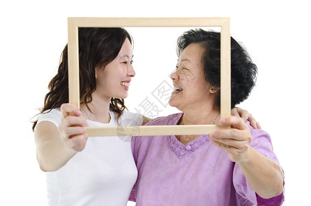 亚洲母亲和女儿照片框架亚洲亚洲人高清图片素材