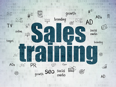 数字数据纸背景上的广告概念销售培训技术宣传代码训练战略市场活动蓝色营销绘画背景图片