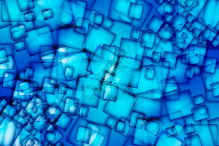 抽象的蓝色方块正方形水平盒子玻璃积木立方体透明度背景图片