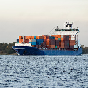 蓝集装箱船载体海洋出口进口后勤甲板商业贸易油船货物背景图片