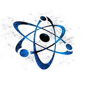 原子晶体结构数字背景上的科学概念分子实验室技术蓝色轨道力量测量原子教育监视器粒子背景
