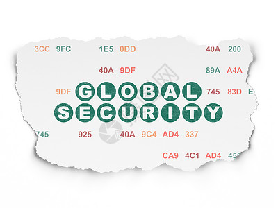 保卫战安全概念 全球安全与撕破纸面文件背景隐私裂缝代码绘画政策数据别针密码报纸密钥背景