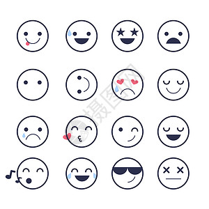 表情评价图标为应用程序和聊天设置情绪图标 不同情绪的图释在白色背景下被隔离网络互联网表情插图符号幸福涂鸦卡通片圆圈乐趣背景