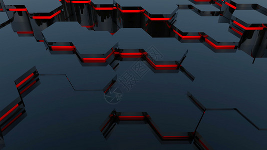 抽象背景与红色六边形紫色网络蜂窝网格细胞橙子绿色电脑活力动态背景图片