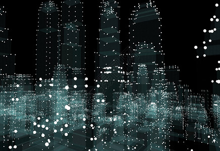 夜城背景上的抽象线连接数据城市网络解决方案3d技术营销购物电话社会背景图片