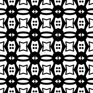 黑色白色的无缝几何图案韵律蕾丝装饰品线条背景图片