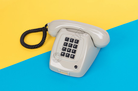 旧灰色电话绳索桌子拨号黑色手机服务台按钮办公室渲染耳机支持高清图片素材