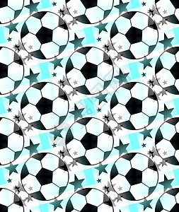 带有足球足球图像的无缝模式韵律装饰品动态星星运动游戏步伐风格装饰背景图片