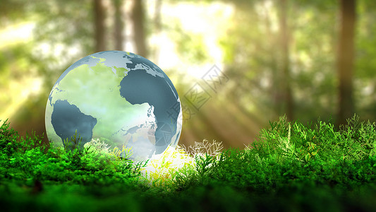 绿色环球21森林植被环球 生态概念 3D转化背景