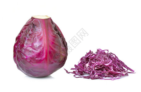 白色背景的红白卷心菜紫色饮食红色树叶植物农业营养蔬菜食物叶子背景图片