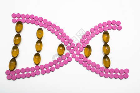 由药丸 创意药丸制成的 DNA 形状 医药行业 药房背景 基因突变背景