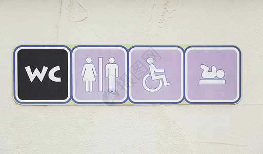 无障碍厕所Wc 标志女士厕所蓝色房间绅士男性女孩设施标签信号背景